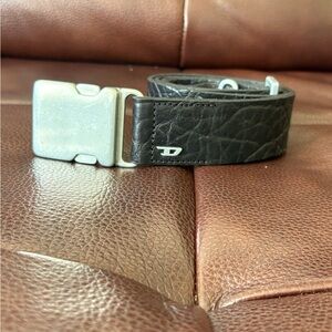 Rare Diesel Black leather Belt with Silver Buckle nice mens 32/34